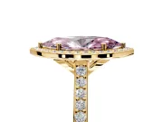 Halo Engagement Ring Setting for Fancy Pink Marquise Center with Pave Accents, Heart Basket and Prong Head in Yellow Gold