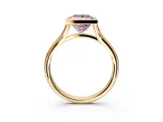 Solitaire Engagement Ring Setting for Fancy Pink Princess Cut Center with V Split Shank and Bezel Head in Yellow Gold