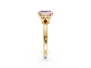Solitaire Engagement Ring Setting for Fancy Pink Asscher Cut Center with Plain Band and Tulip Prong Head in Yellow Gold
