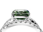 Solitaire Engagement Ring Setting for Fancy Green Asscher Cut Center with Wide-Open Split Shank and Prong Head in Sterling Silver