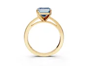 Solitaire Engagement Ring Setting for Fancy Blue Asscher Cut Center with Basket Rail and Prong Head in Yellow Gold