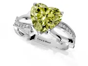 Solitaire Engagement Ring Setting for Fancy Yellow Heart-Shaped Center with Pave and Plain Crossover Band and Prong Head in Sterling Silver