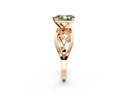 Solitaire Engagement Ring Setting for Fancy Green Pear-Shaped Center with Criss-Cross Accent Band and Prong Head in Rose Gold