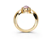 Halo Engagement Ring Setting for Fancy Pink Pear-Shaped Center with Tapered Plain Band and Prong Head in Yellow Gold