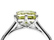 Solitaire Engagement Ring Setting for Fancy Yellow Asscher Cut Center with Cathedral Band and Prong Head in Sterling Silver
