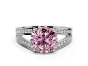 Split Shank Engagement Ring Setting for Fancy Pink Round Cut Center with Pave Split Shank and Prong Head in Platinum