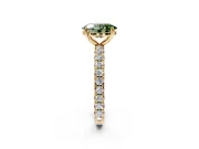 Solitaire Engagement Ring Setting for Fancy Green Oval Center with Shared-Prong Accents and Prong Head in Yellow Gold