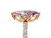 Solitaire Engagement Ring Setting for Fancy Pink Marquise Center with Fine Pave Accents and Prong Head in Rose Gold