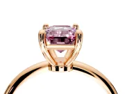Minimalist Solitaire Engagement Ring Setting for Fancy Pink Emerald Cut Center with Thin Band and Prong Head in Rose Gold