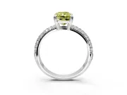 Solitaire Engagement Ring Setting for Fancy Yellow Radiant Cut Center with Multi-Row Pave Accents and Basket Head in Platinum