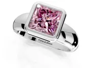 Solitaire Engagement Ring Setting for Fancy Pink Princess Cut Center with Wide Band and Bezel Head in Platinum