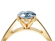 Solitaire Engagement Ring Setting for Fancy Blue Oval Center with Tapered Split Shoulders and Prong Head in Yellow Gold