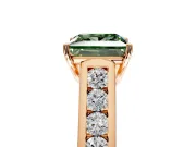 Solitaire Engagement Ring Setting for Fancy Green Princess Cut Center with Cathedral Channel Band and Prong Head in Rose Gold