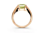 Tension Engagement Ring Setting for Fancy Yellow Asscher Cut Center with Wide Tapered Band and Tension Head in Rose Gold