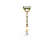 Solitaire Engagement Ring Setting for Fancy Green Asscher Cut Center with Fine Pave Band and Prong Head in Yellow Gold