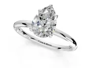 Hidden Halo Engagement Ring Setting for Pear-Shaped Center with Thin Rounded Band and Prong Head in White Gold