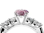 5 Stone Engagement Ring Setting for Fancy Pink Oval Center with Graduated Accents and Prong Head in Platinum
