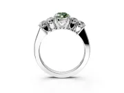 5 Stone Engagement Ring Setting for Fancy Green Marquise Center with Equal Close-Set Accents and Prong Head in Sterling Silver