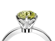 Solitaire Engagement Ring Setting for Fancy Yellow Round Cut Center with Plain Band and Tulip Prong Head in Sterling Silver
