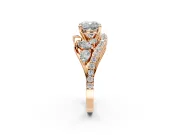 Halo Engagement Ring Setting for Cushion Cut Center with Marquise and Pave Bypass Band and Prong Head in Rose Gold