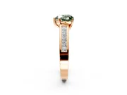 Solitaire Engagement Ring Setting for Fancy Green Heart-Shaped Center with Princess Cut Channel Band and Prong Head in Rose Gold