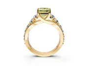 Solitaire Engagement Ring Setting for Fancy Yellow Princess Cut Center with Graduated Shared Prongs and Prong Head in Yellow Gold