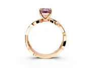 Solitaire Engagement Ring Setting for Fancy Pink Emerald Cut Center with Pave and Plain Crossover Band and Prong Head in Rose Gold