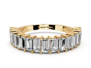 Baguette Lab-Grown Diamond Half Eternity Wedding Band with Shared-Prong Setting in Yellow Gold