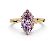 Solitaire Engagement Ring Setting for Fancy Pink Marquise Center with Plain Bypass Twist Band and Prong Head in Yellow Gold