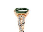 Solitaire Engagement Ring Setting for Fancy Green Asscher Cut Center with Twisted Pave Split Shank and Prong Head in Rose Gold