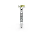 Milgrain Pave Engagement Ring Setting for Fancy Yellow Oval Center with Accent Band and Prong Head in Sterling Silver