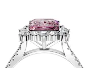 Halo Engagement Ring Setting for Fancy Pink Princess Cut Center with Single-Row Pave, Open Basket and Prong Head in Sterling Silver