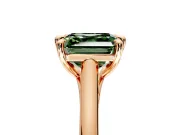 Solitaire Engagement Ring Setting for Fancy Green Asscher Cut Center with Cathedral Band and Prong Head in Rose Gold