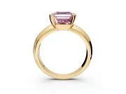 Tension Engagement Ring Setting for Fancy Pink Asscher Cut Center with Wide Flat Band and Tension Head in Yellow Gold