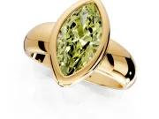 Solitaire Engagement Ring Setting for Fancy Yellow Marquise Center with Wide Band and Bezel Head in Yellow Gold