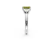 Solitaire Engagement Ring Setting for Fancy Yellow Emerald Cut Center with Wire Band and Prong Head in White Gold