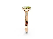 Side Accent Engagement Ring Setting for Fancy Yellow Oval Center with Accent Shoulders and Prong Head in Rose Gold