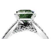Solitaire Engagement Ring Setting for Fancy Green Princess Cut Center with Crossover Accents and Prong Head in White Gold