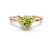 Solitaire Engagement Ring Setting for Fancy Yellow Heart-Shaped Center with Bamboo Band and Prong Head in Rose Gold