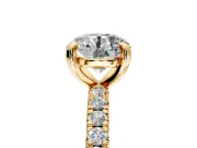 Solitaire Engagement Ring Setting for Round Cut Center with Shared-Prong Accents and Prong Head in Yellow Gold