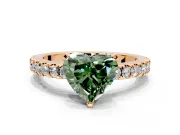 Solitaire Engagement Ring Setting for Fancy Green Heart-Shaped Center with Single Row Accent Band and Prong Head in Rose Gold