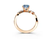 Solitaire Engagement Ring Setting for Fancy Blue Cushion Cut Center with Marquise Accent Twist Band and Prong Head in Rose Gold