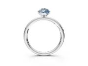Low-Set Solitaire Engagement Ring Setting for Fancy Blue Pear-Shaped Center with Thin Plain Band and Prong Head in Sterling Silver