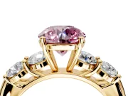 5 Stone Engagement Ring Setting for Fancy Pink Round Cut Center with Graduated Accents and Prong Head in Yellow Gold