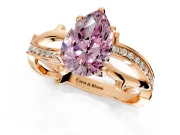 Solitaire Engagement Ring Setting for Fancy Pink Pear-Shaped Center with Pave and Plain Crossover Band and Prong Head in Rose Gold