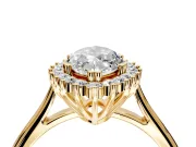 Starburst Halo Engagement Ring Setting for Marquise Center with Thin Round-Wire Band and Prong Head in Yellow Gold