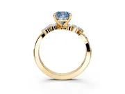Solitaire Engagement Ring Setting for Fancy Blue Cushion Cut Center with Marquise Accent Twist Band and Prong Head in Yellow Gold