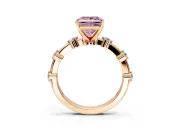 Solitaire Engagement Ring Setting for Fancy Pink Princess Cut Center with Bezel Station Band and Prong Head in Rose Gold