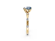 Solitaire Engagement Ring Setting for Fancy Blue Heart-Shaped Center with Bezel Station Band and Prong Head in Yellow Gold