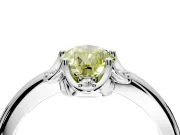 Floral Frame Engagement Ring Setting for Fancy Yellow Pear-Shaped Center with Accent Clusters and Prong Head in Sterling Silver